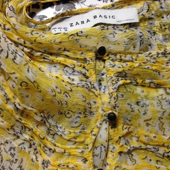 Zara Basic Floral So Soft Sheer Blouse - Picture 5 of 16